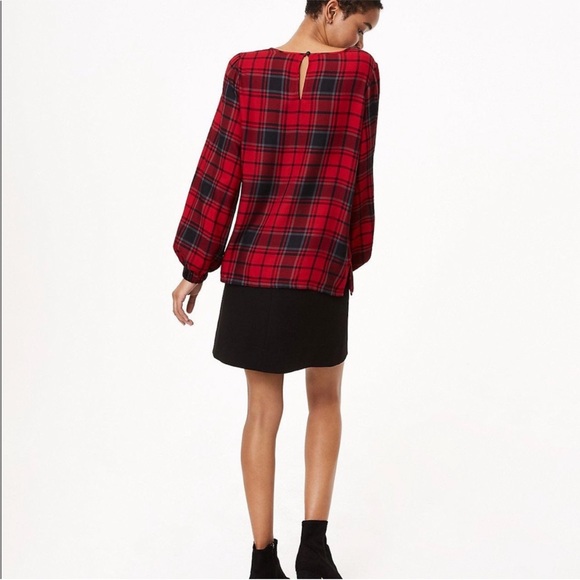 Loft Red & Black Plaid Shirt - Picture 3 of 7
